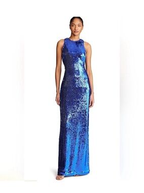 Halston Heritage Electric Blue Sequin Maxi Dress